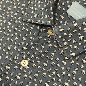 Culturata Men’s Contemporary Fit All Over Bear Print Dress Shirt XL Blue/Gray